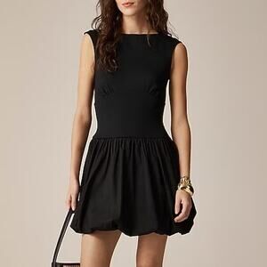J.Crew Bubble Hem Mixy Mini Dress Black Size Large NWOT